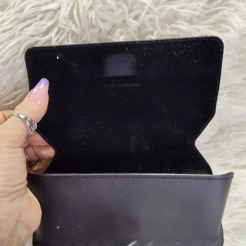 Dolce Gabbana Black White Logo Leather Eyeglass Sunglasses Case